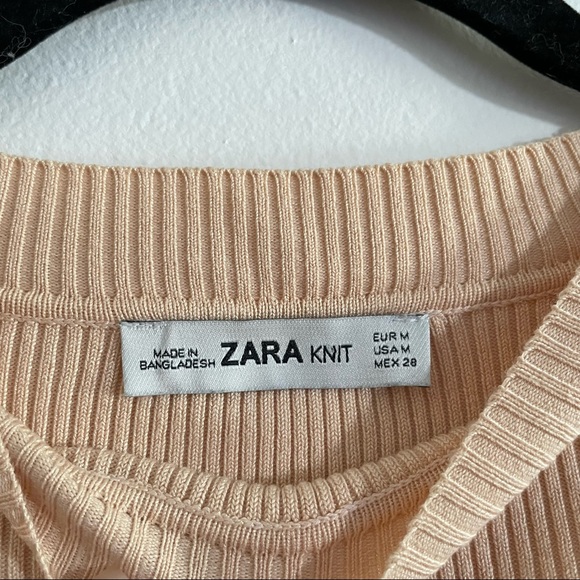 Zara Knit Beige Cut Out Mock Neck Sweater Long Sleeve - Picture 3 of 6